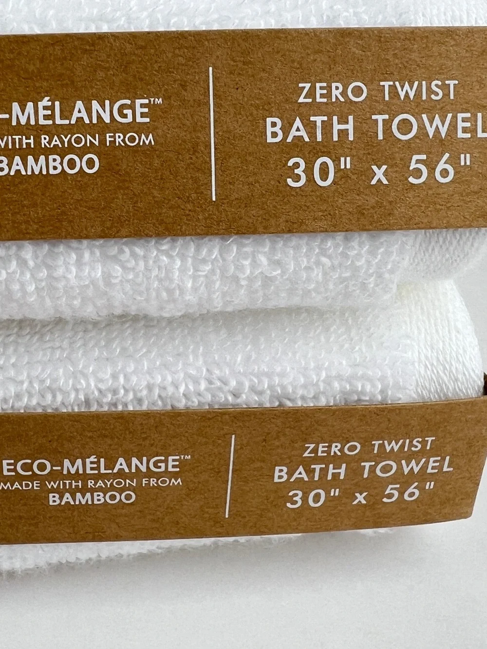 Common Thread Bath Towels White Eco Melange Bamboo Soft Cotton 2 Pc Set NEW